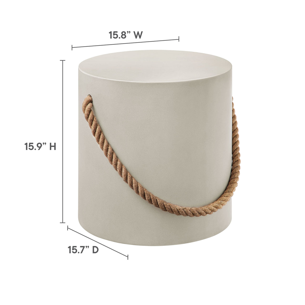 Talviera Indoor | Outdoor Patio Concrete Side Table | Stool, Light Gray