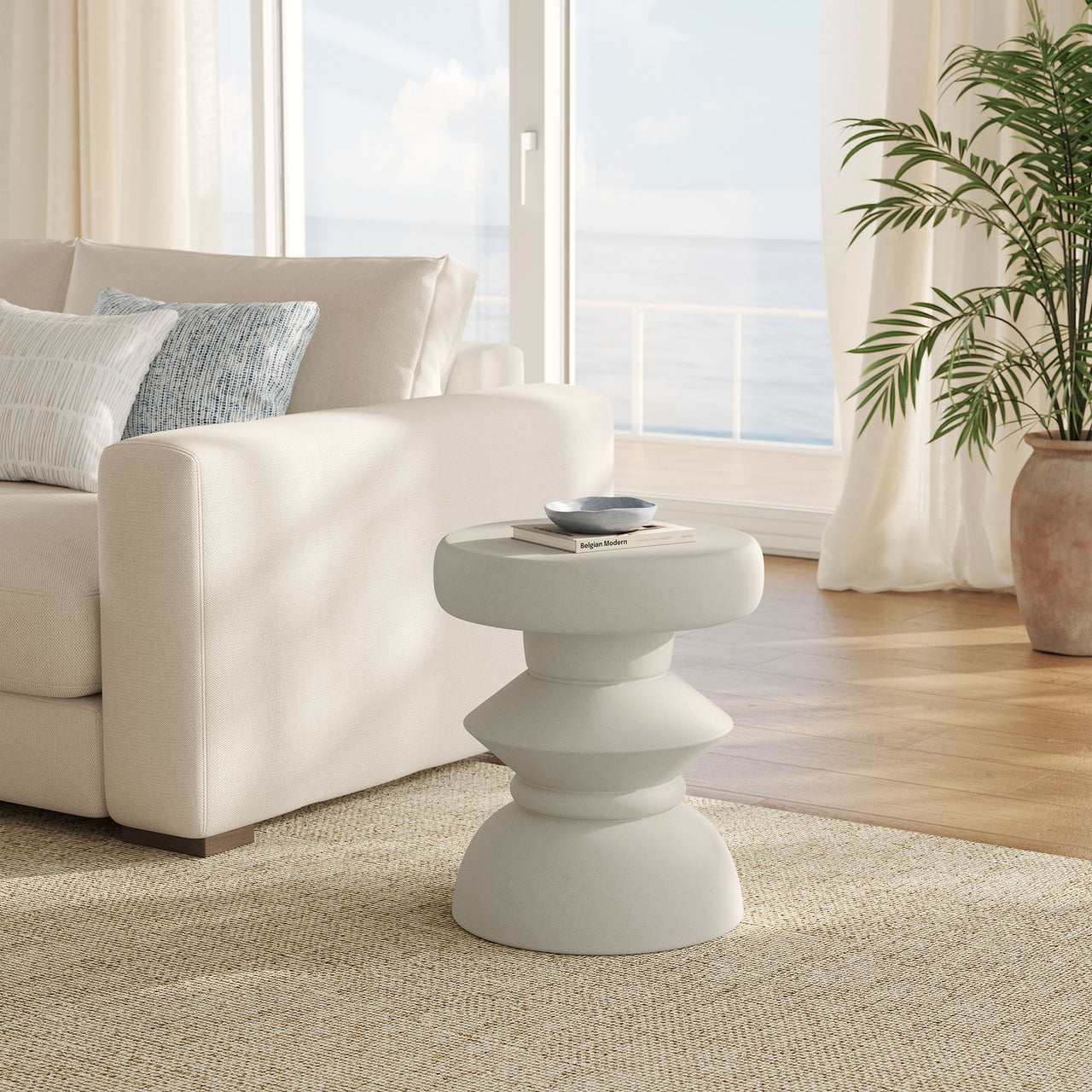 Cevrelle Indoor | Outdoor Concrete Side Table, Light Gray