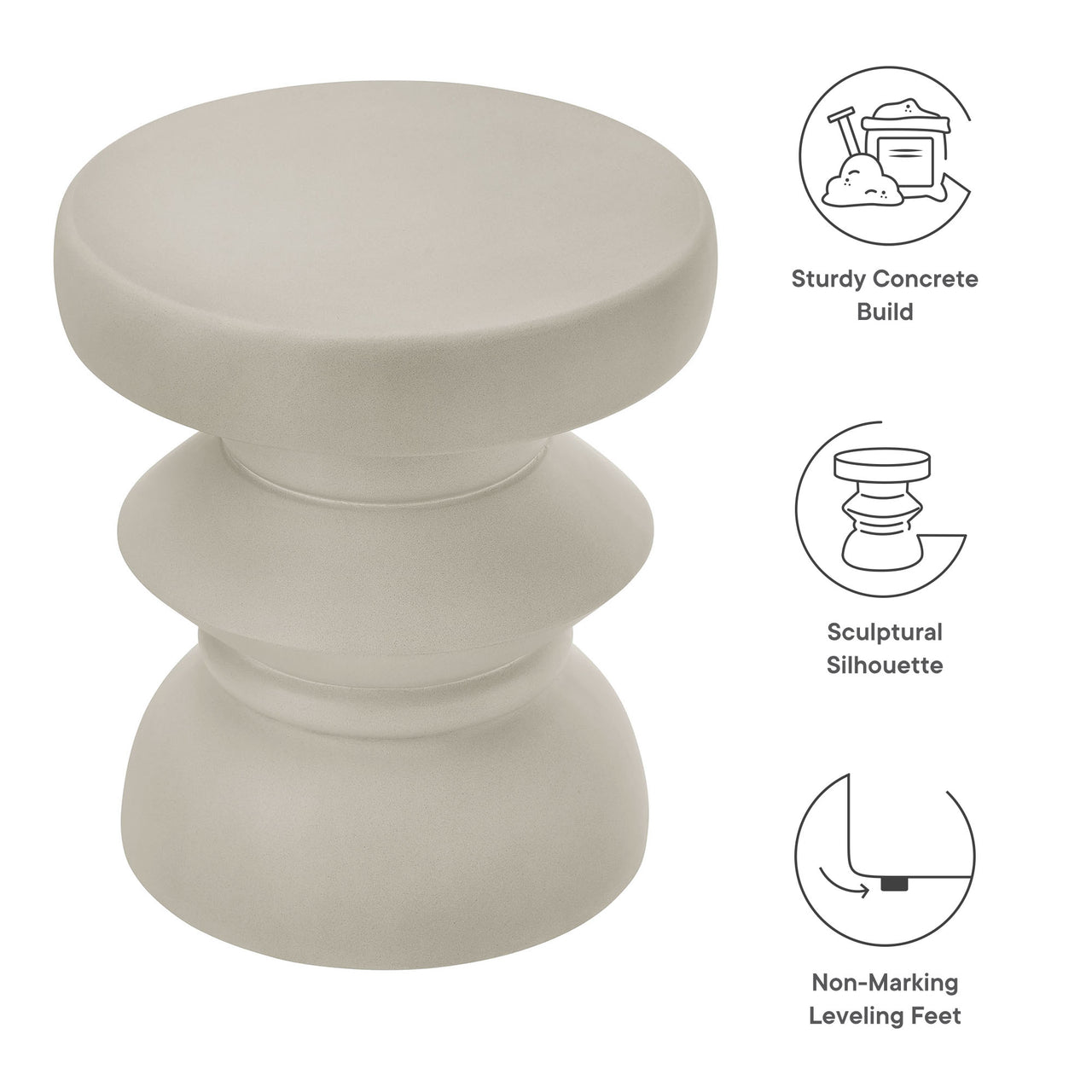 Cevrelle Indoor | Outdoor Concrete Side Table, Light Gray