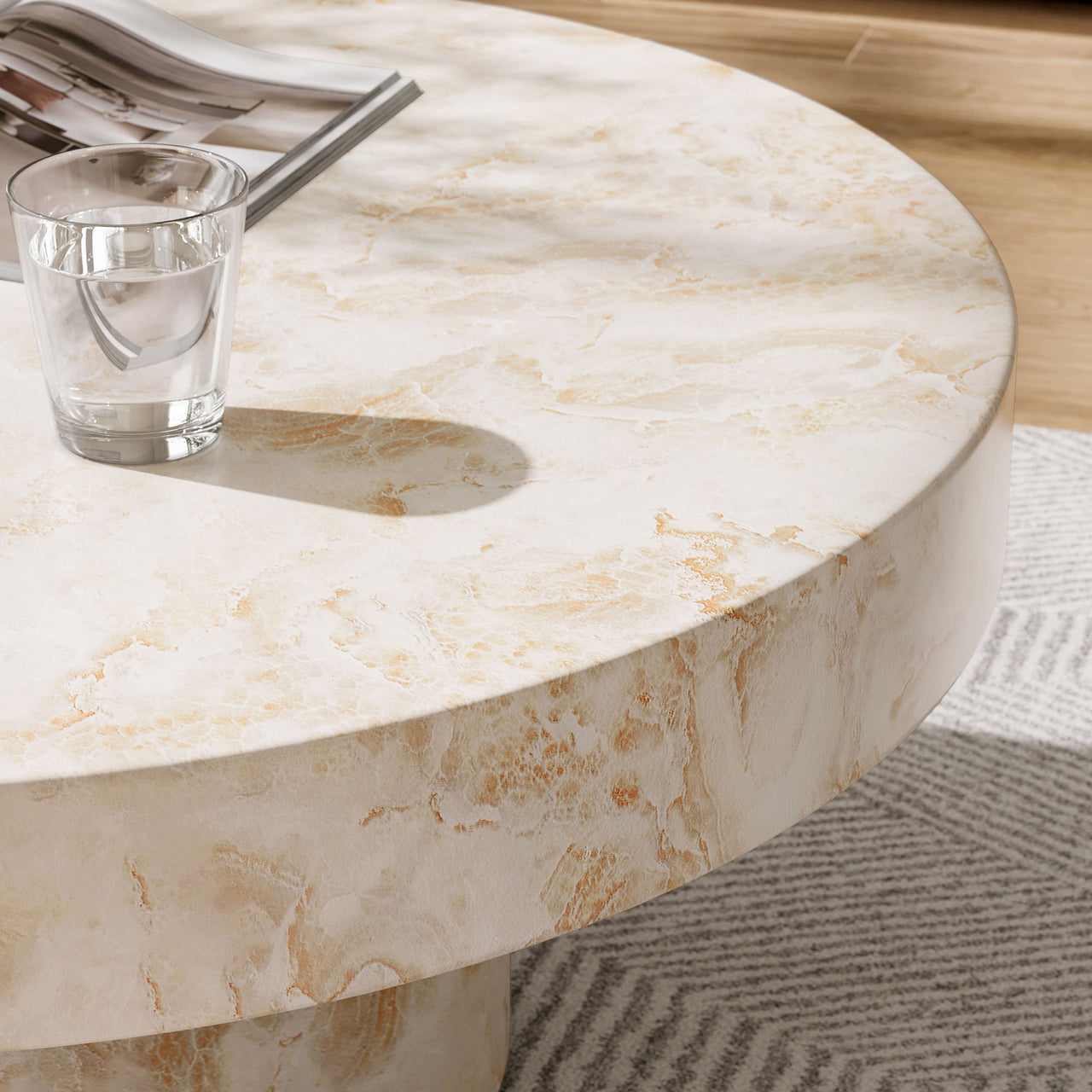 Vintari Indoor | Outdoor Concrete Coffee Table, Honey Onyx