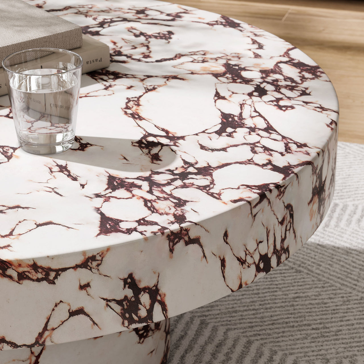 Vintari Indoor | Outdoor Concrete Coffee Table, Red Marble
