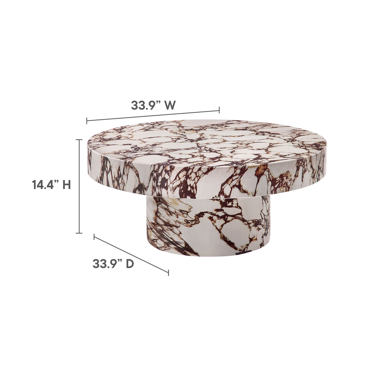 Vintari Indoor | Outdoor Concrete Coffee Table, Red Marble