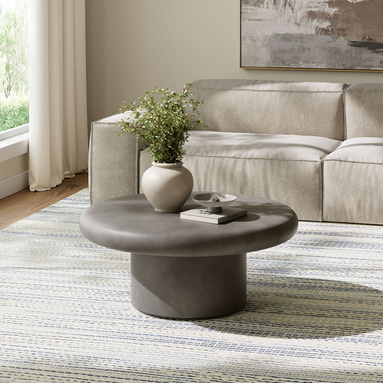 Therra Indoor | Outdoor Concrete Coffee Table, Gray