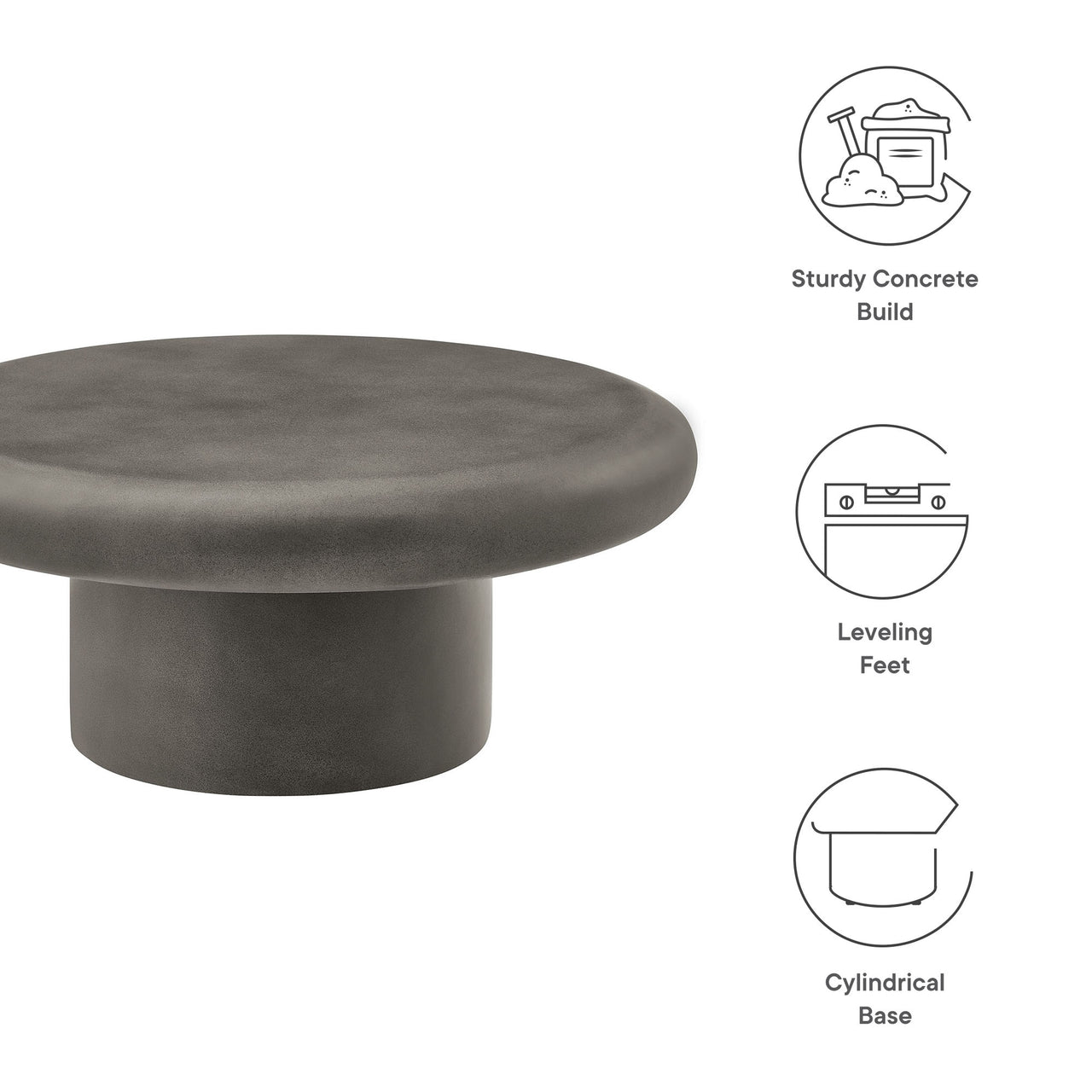 Therra Indoor | Outdoor Concrete Coffee Table, Gray