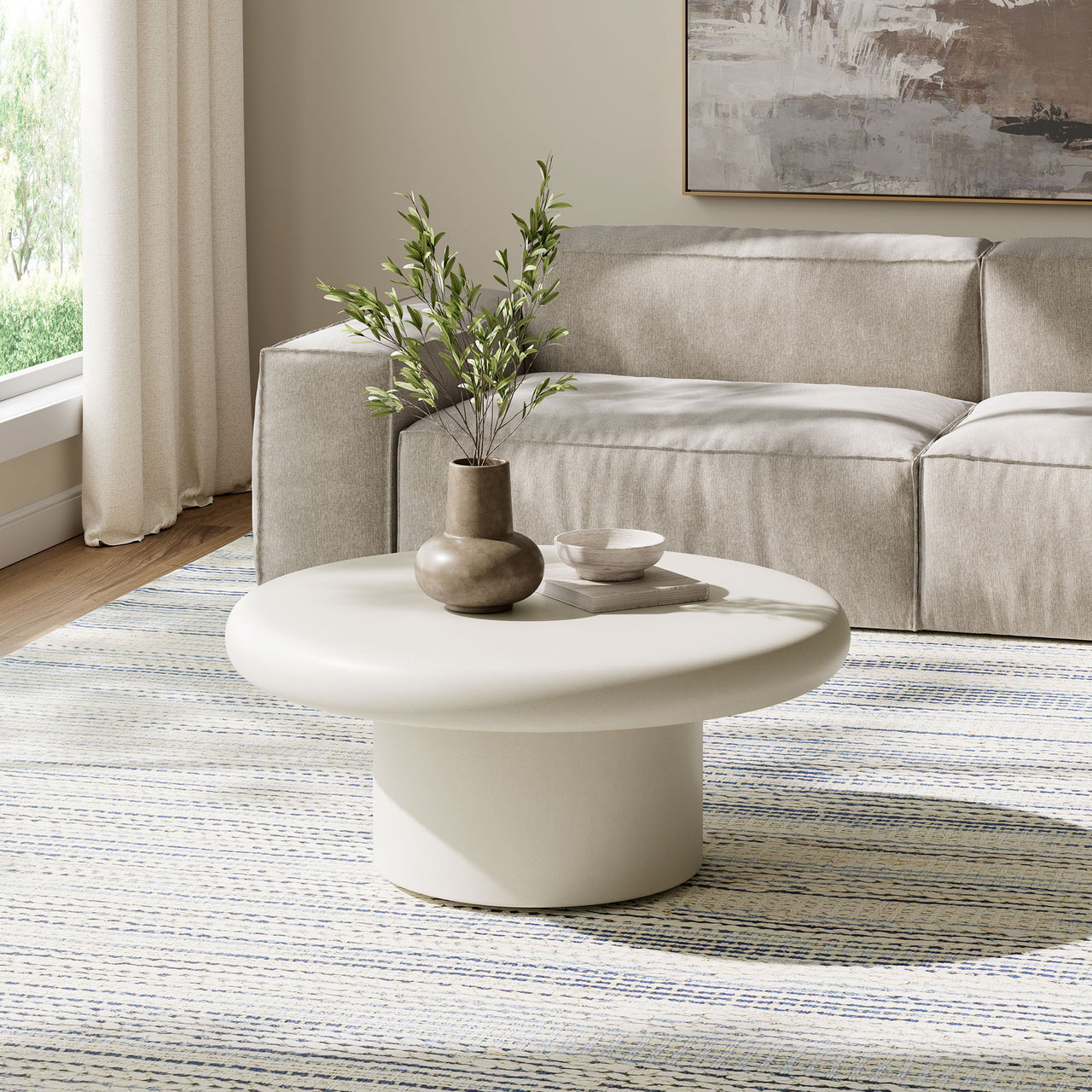 Therra Indoor | Outdoor Concrete Coffee Table, White