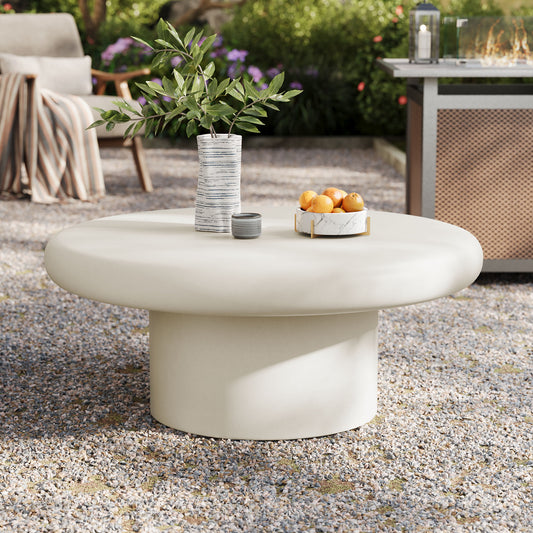 Therra Indoor | Outdoor Concrete Coffee Table, White