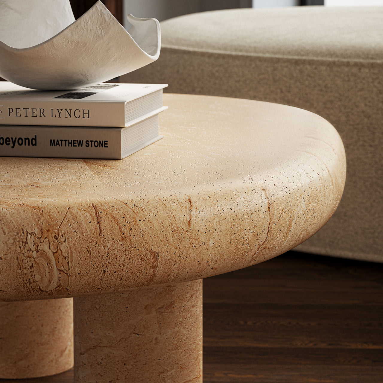 Calvenza Indoor | Outdoor Patio Coffee Table, Travertine