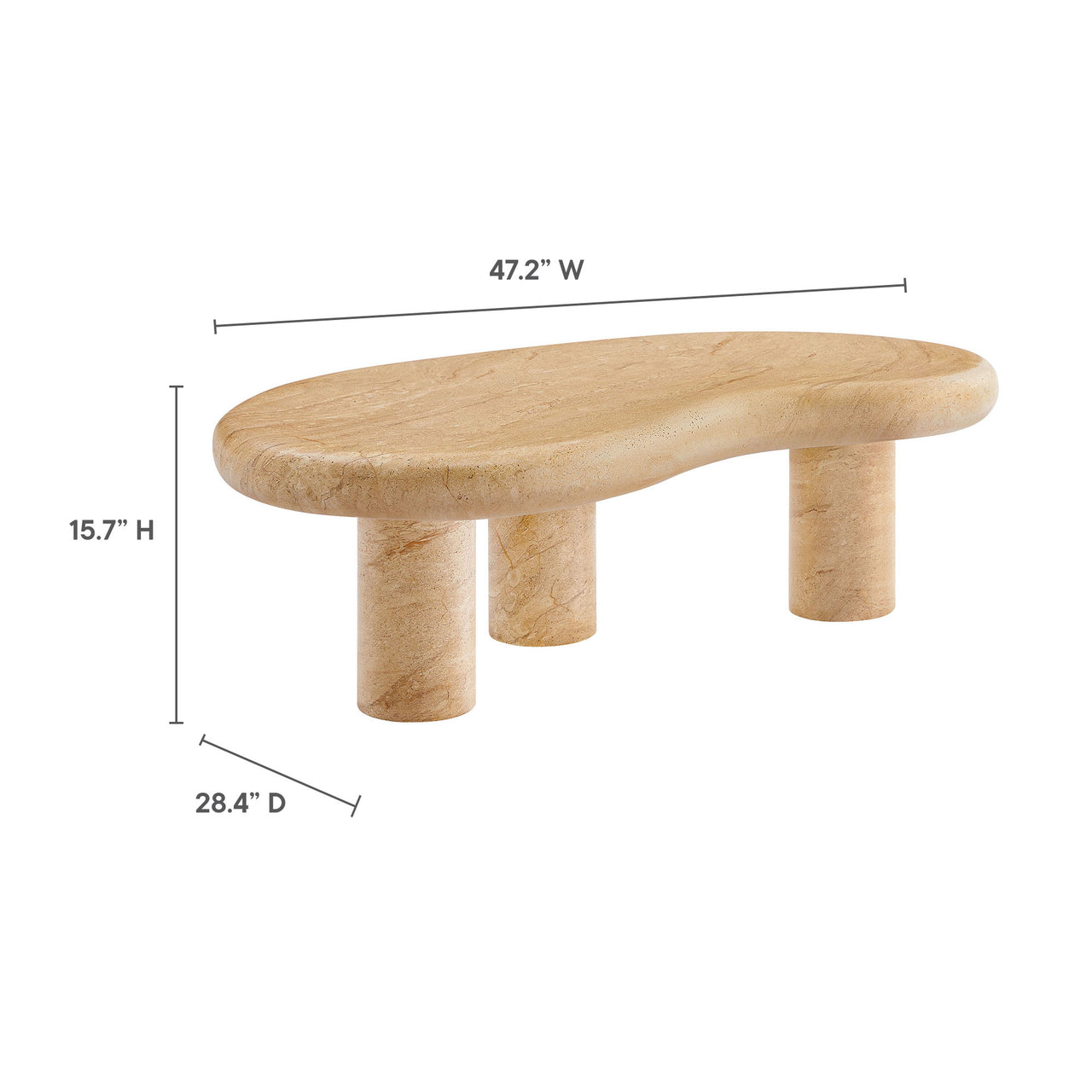 Calvenza Indoor | Outdoor Patio Coffee Table, Travertine