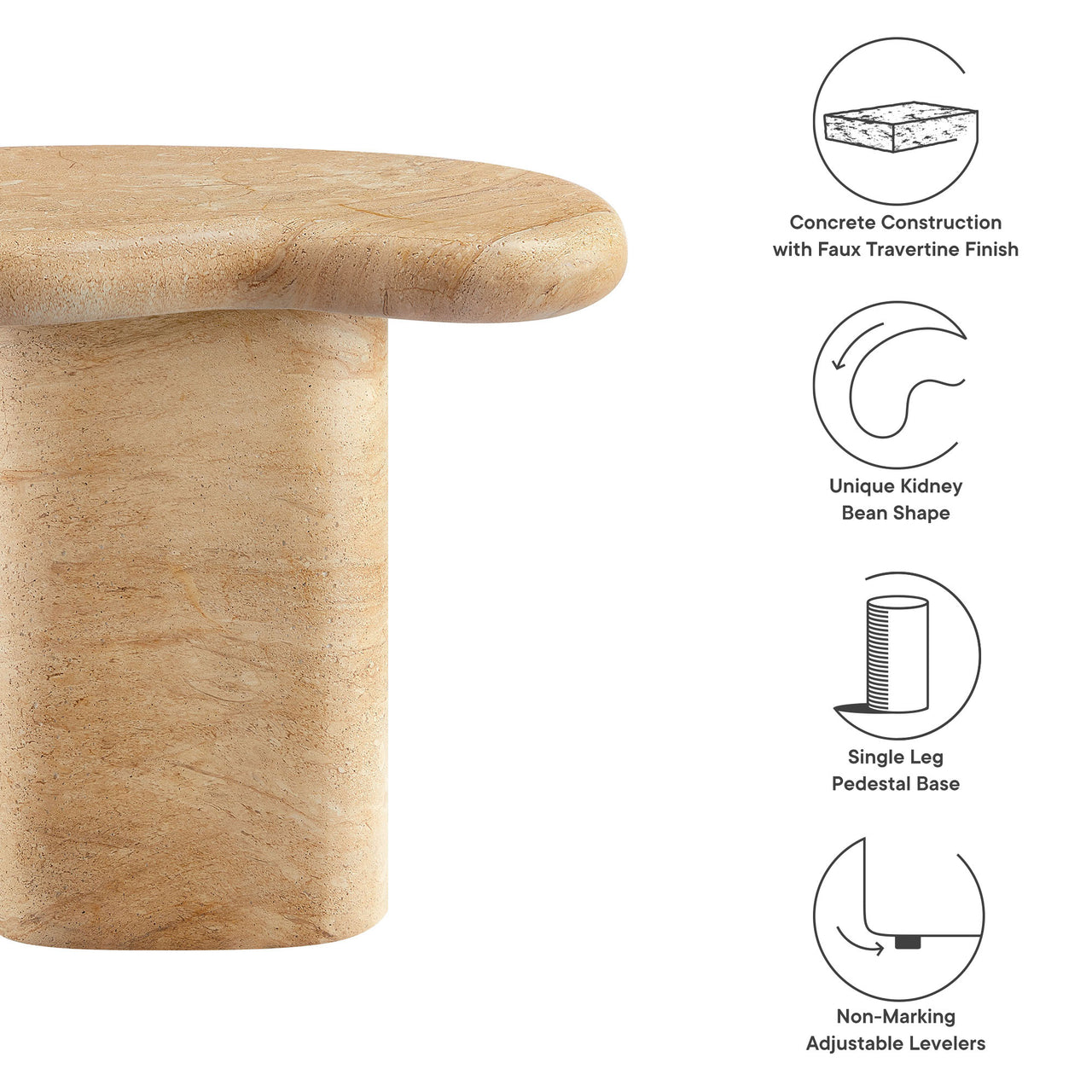 Calvenza Indoor | Outdoor Patio Side Table, Travertine