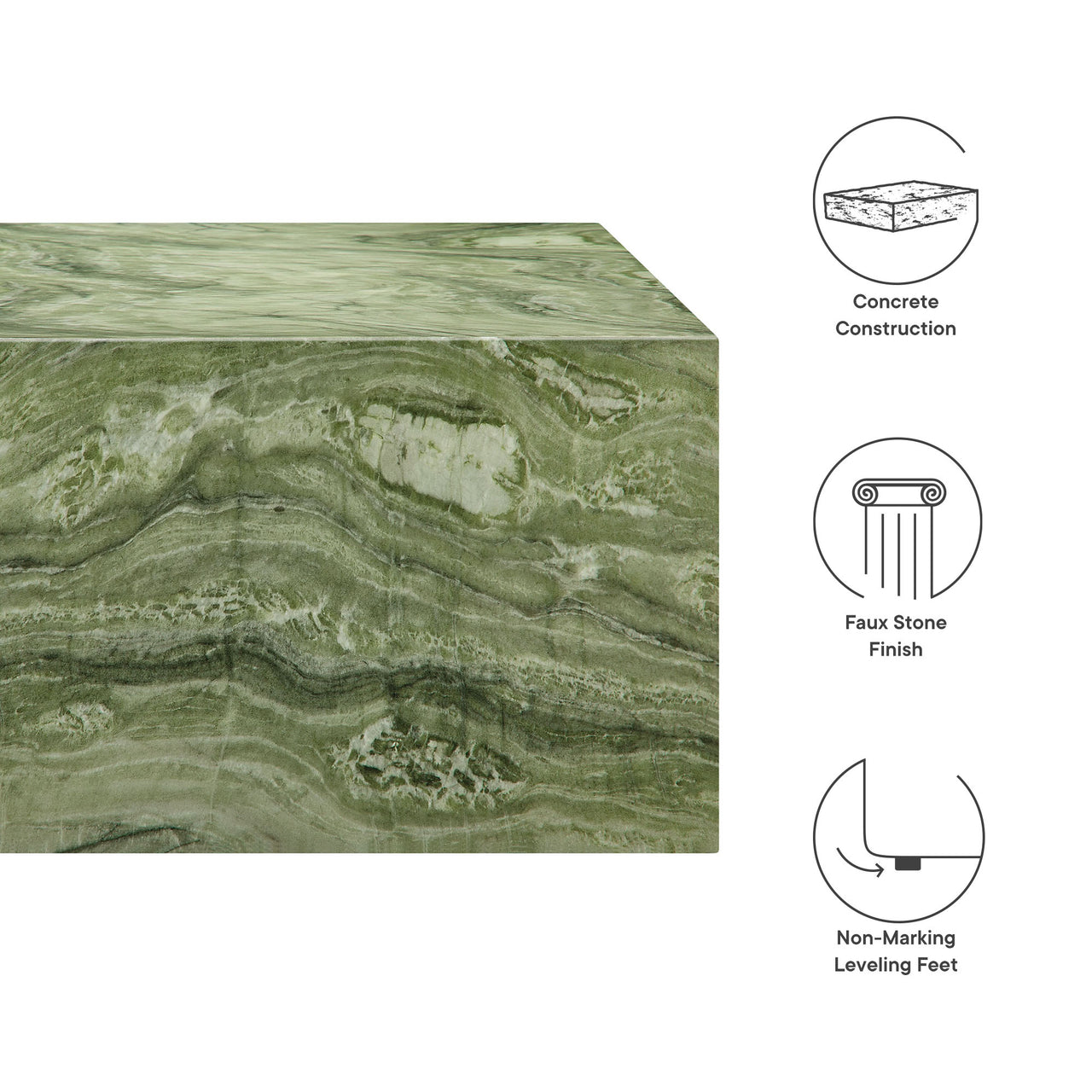 Caldera Indoor | Outdoor Faux Marble Coffee Table, Green