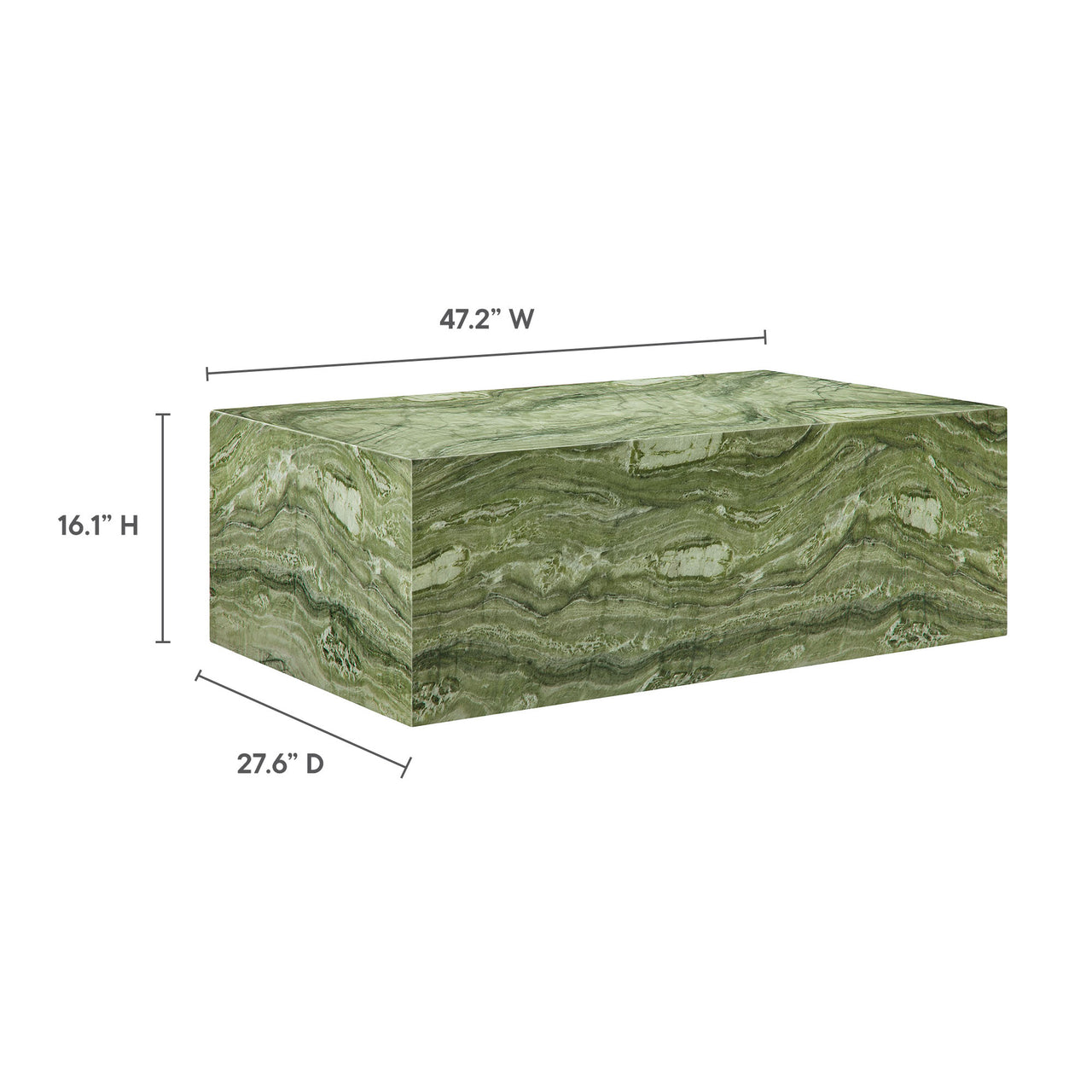Caldera Indoor | Outdoor Faux Marble Coffee Table, Green