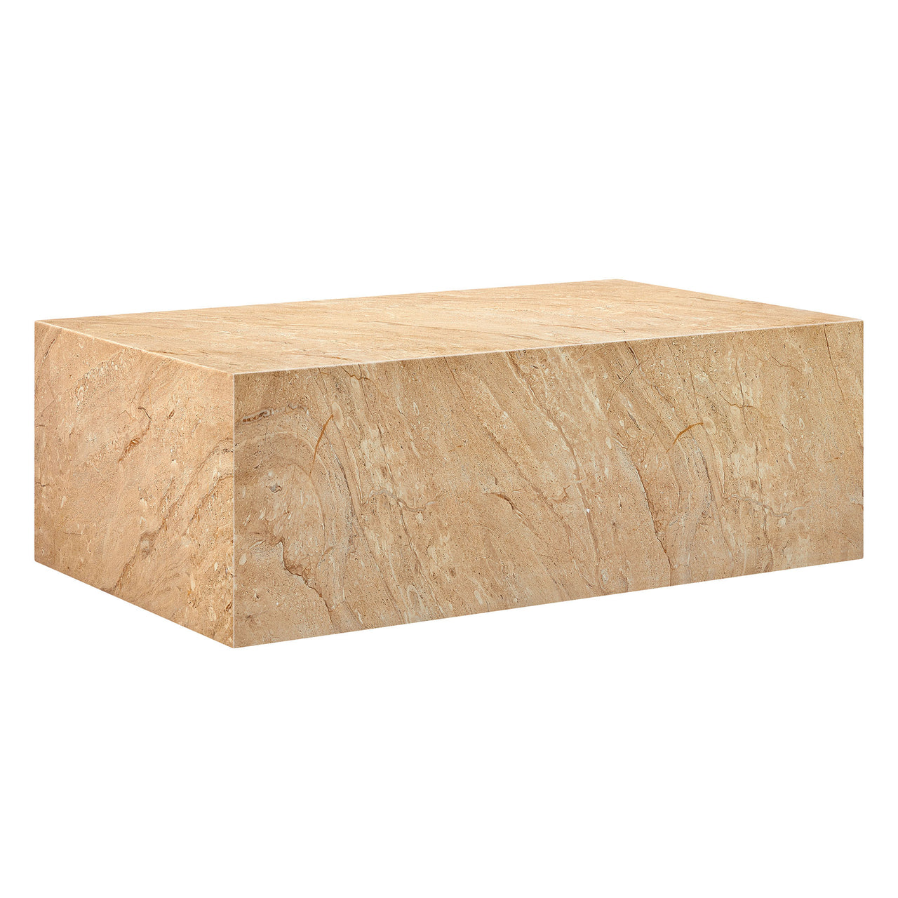 Caldera Indoor | Outdoor Faux Travertine Coffee Table, Beige