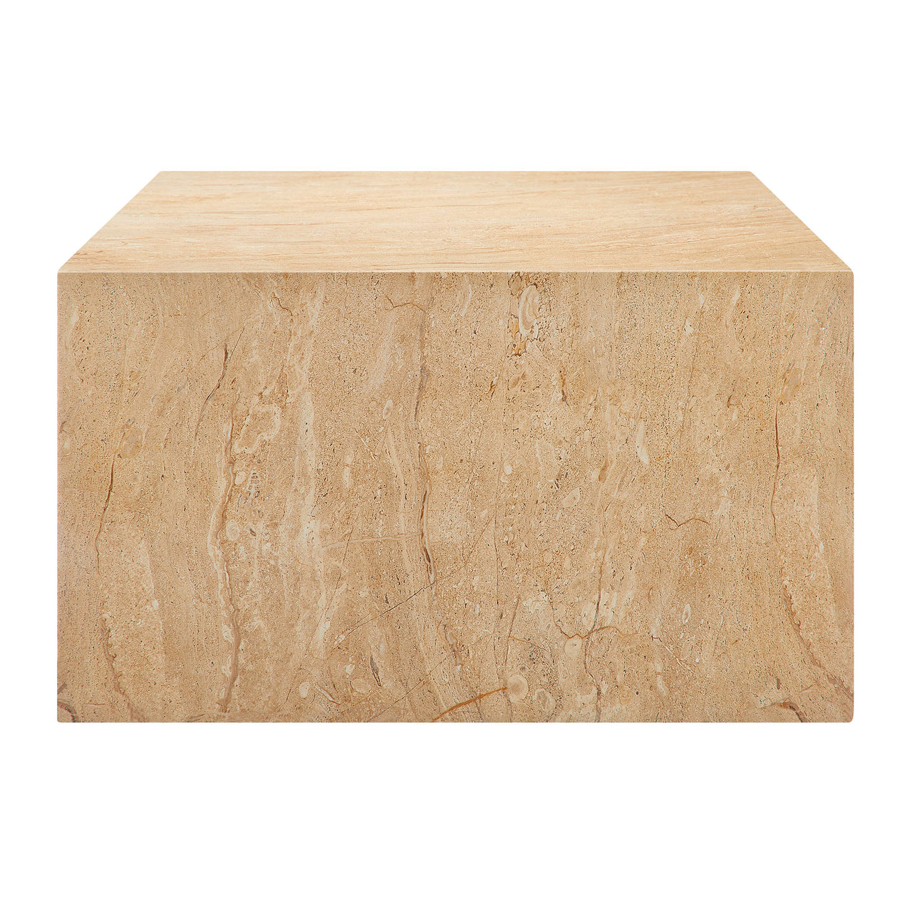 Caldera Indoor | Outdoor Faux Travertine Coffee Table, Beige
