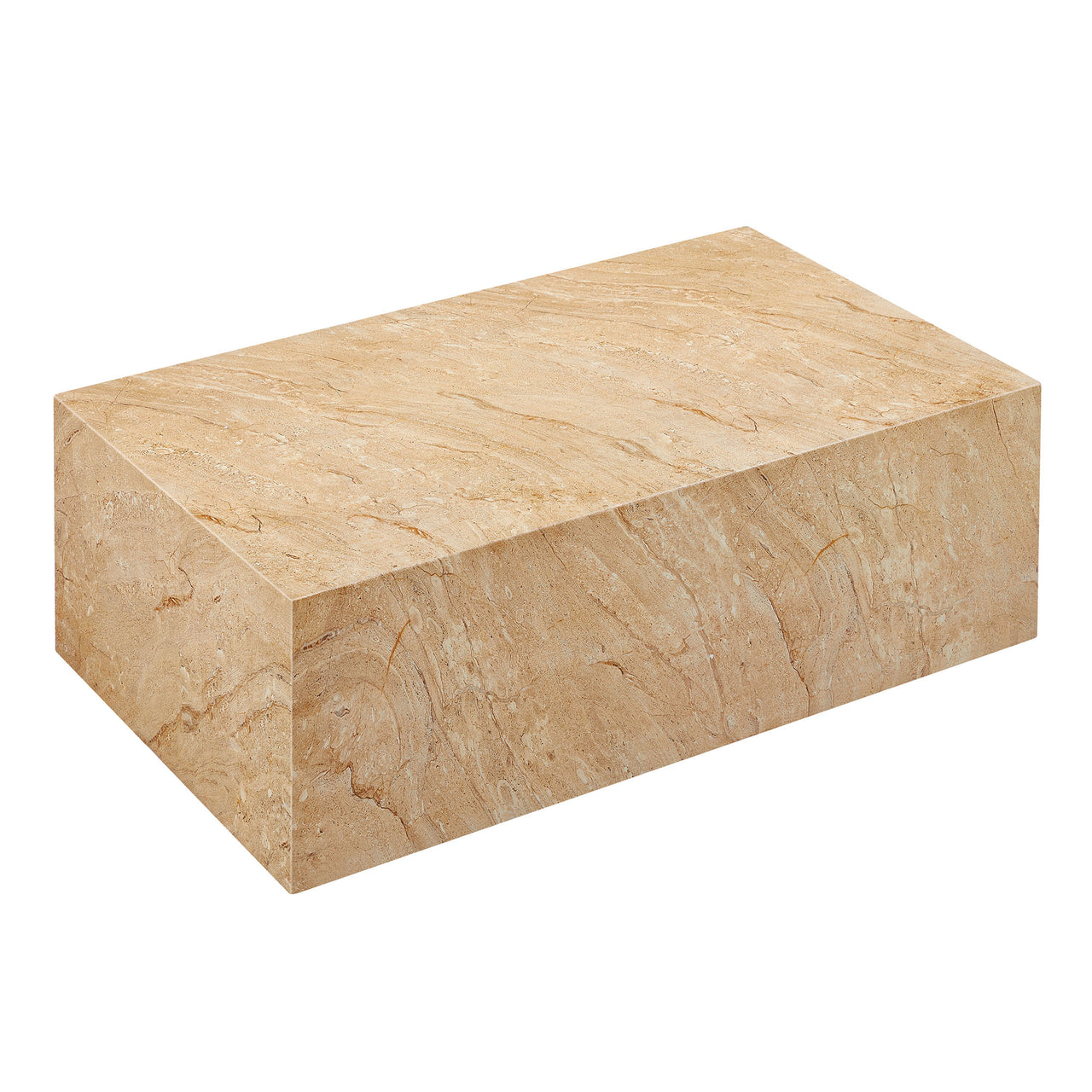 Caldera Indoor | Outdoor Faux Travertine Coffee Table, Beige