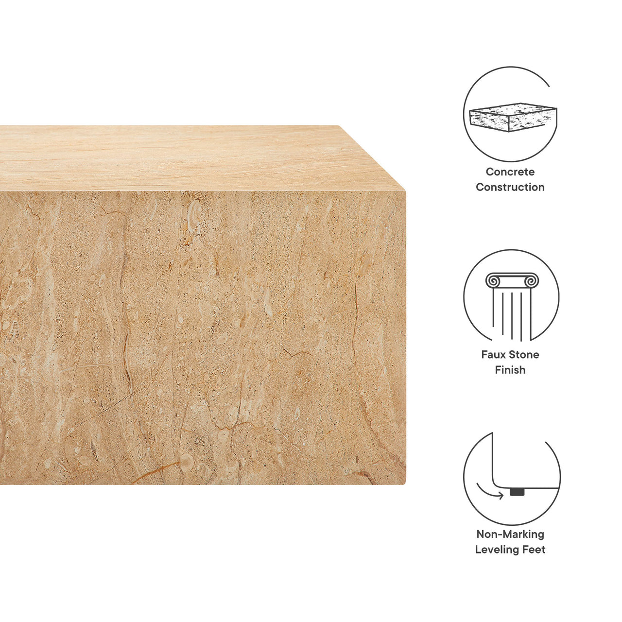 Caldera Indoor | Outdoor Faux Travertine Coffee Table, Beige