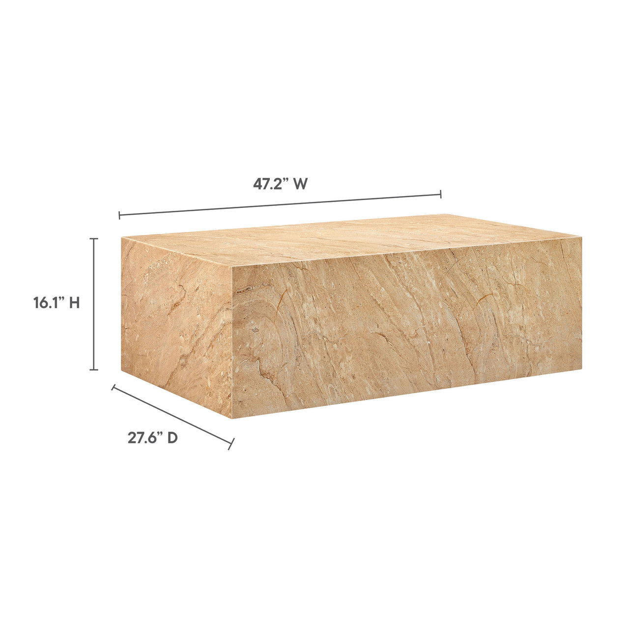 Caldera Indoor | Outdoor Faux Travertine Coffee Table, Beige