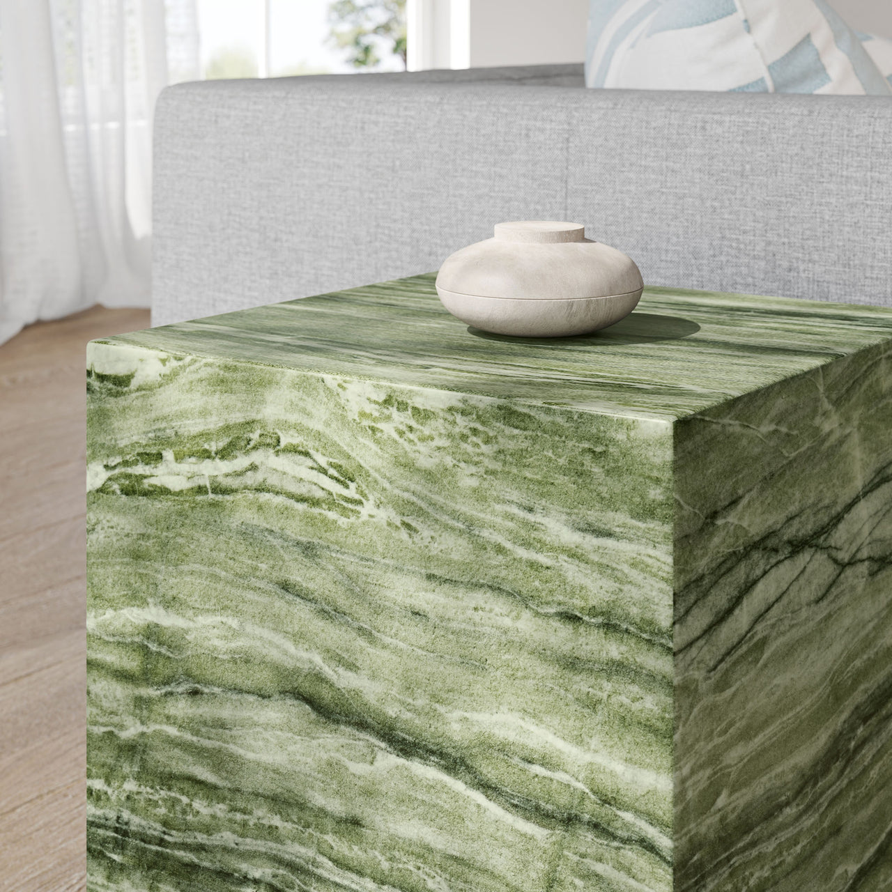 Caldera Indoor | Outdoor Faux Marble Side Table, Green