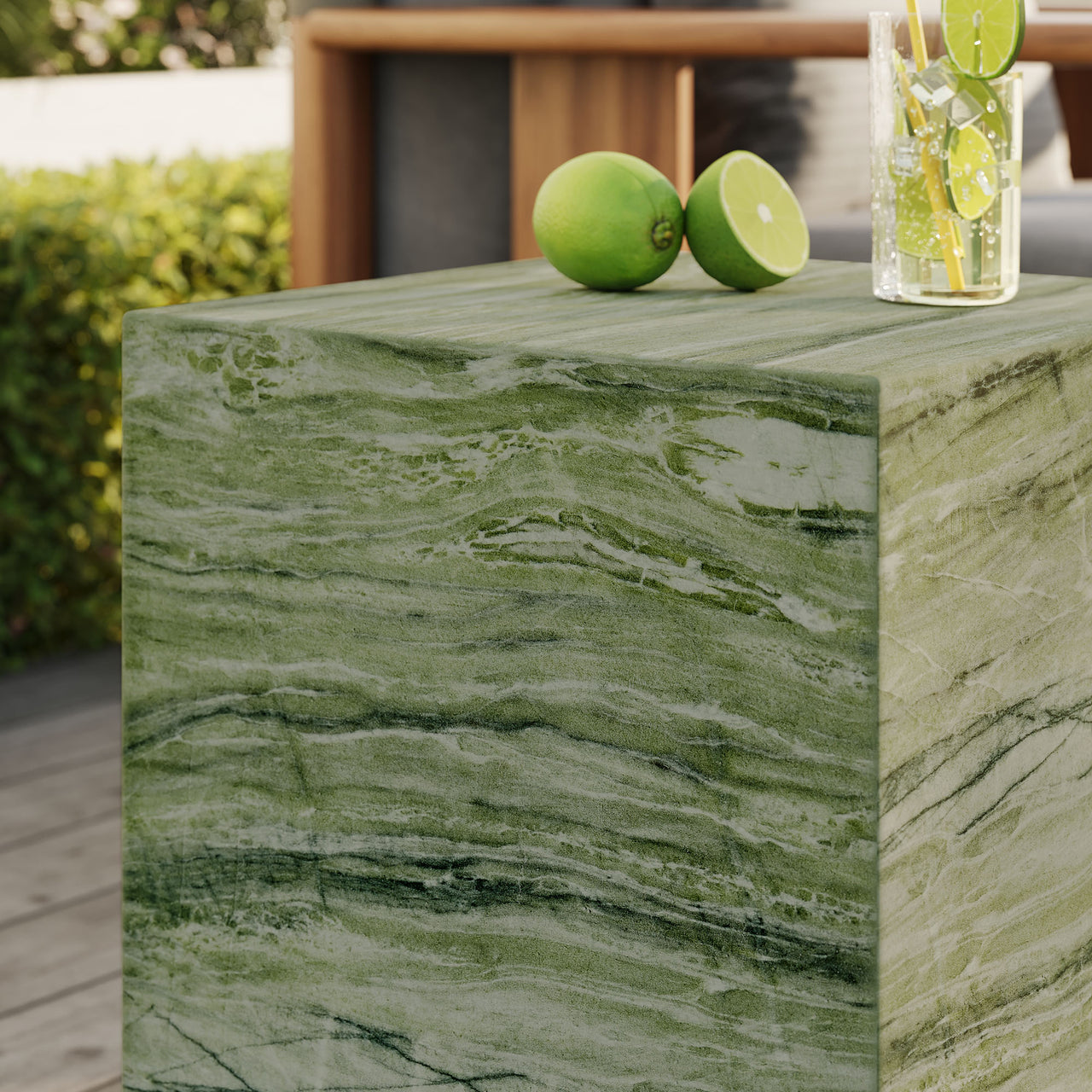 Caldera Indoor | Outdoor Faux Marble Side Table, Green