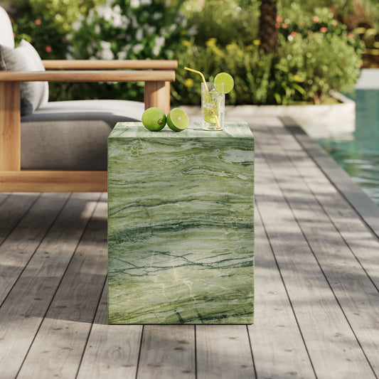 Caldera Indoor | Outdoor Faux Marble Side Table, Green