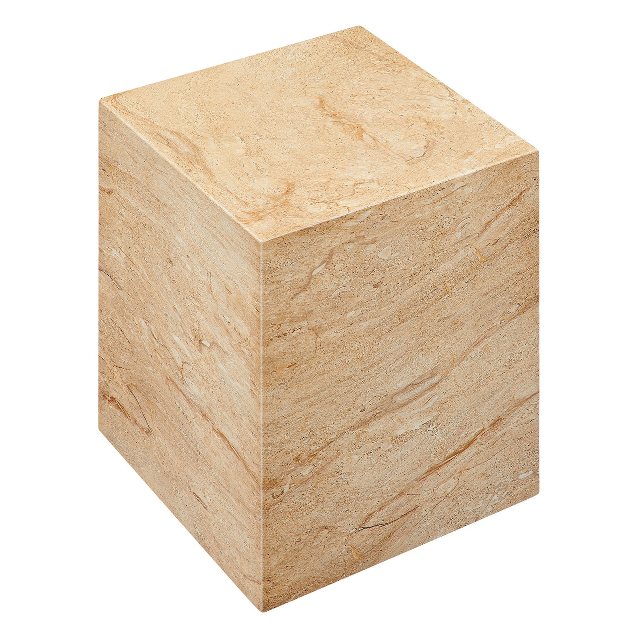 Caldera Indoor | Outdoor Faux Travertine Side Table, Beige
