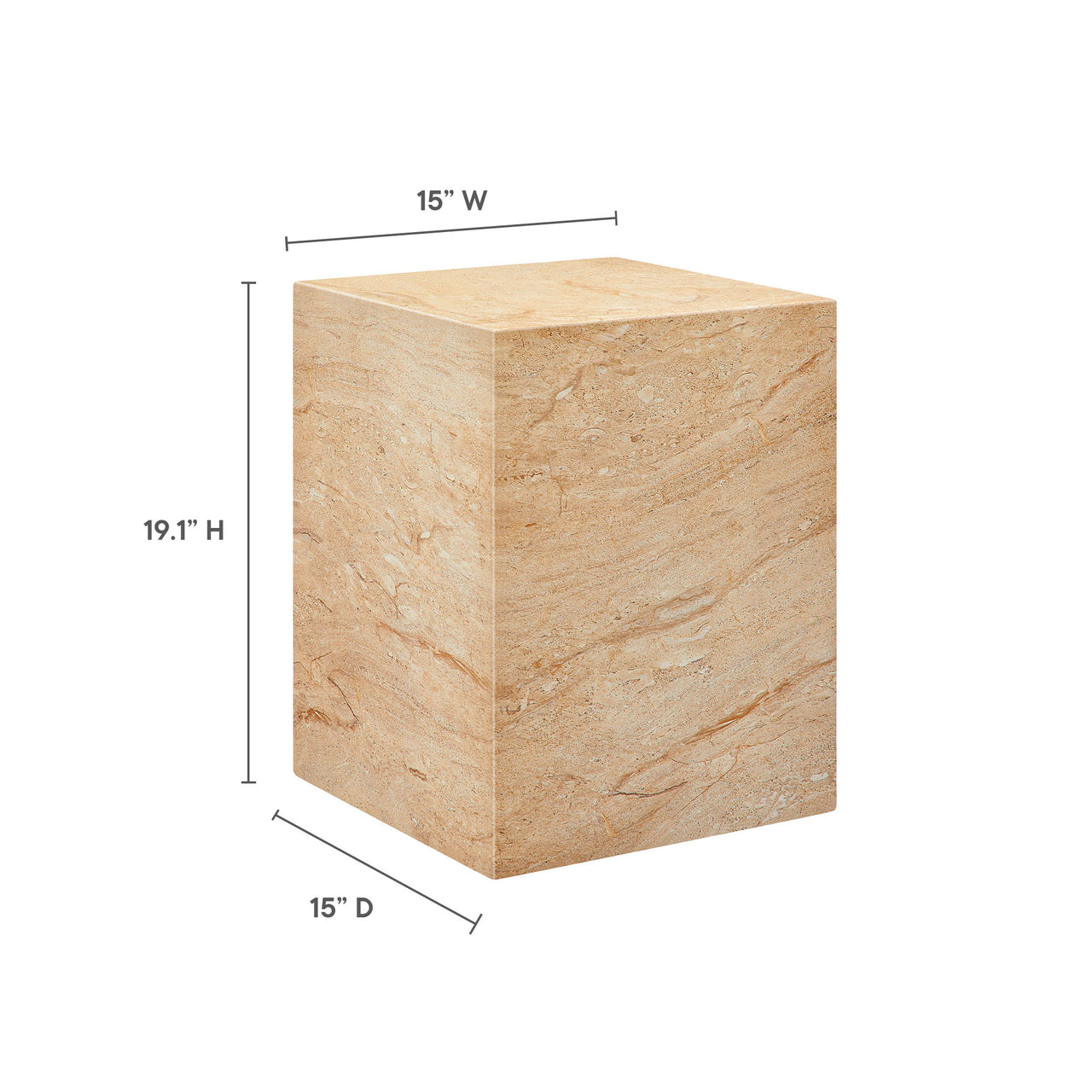 Caldera Indoor | Outdoor Faux Travertine Side Table, Beige