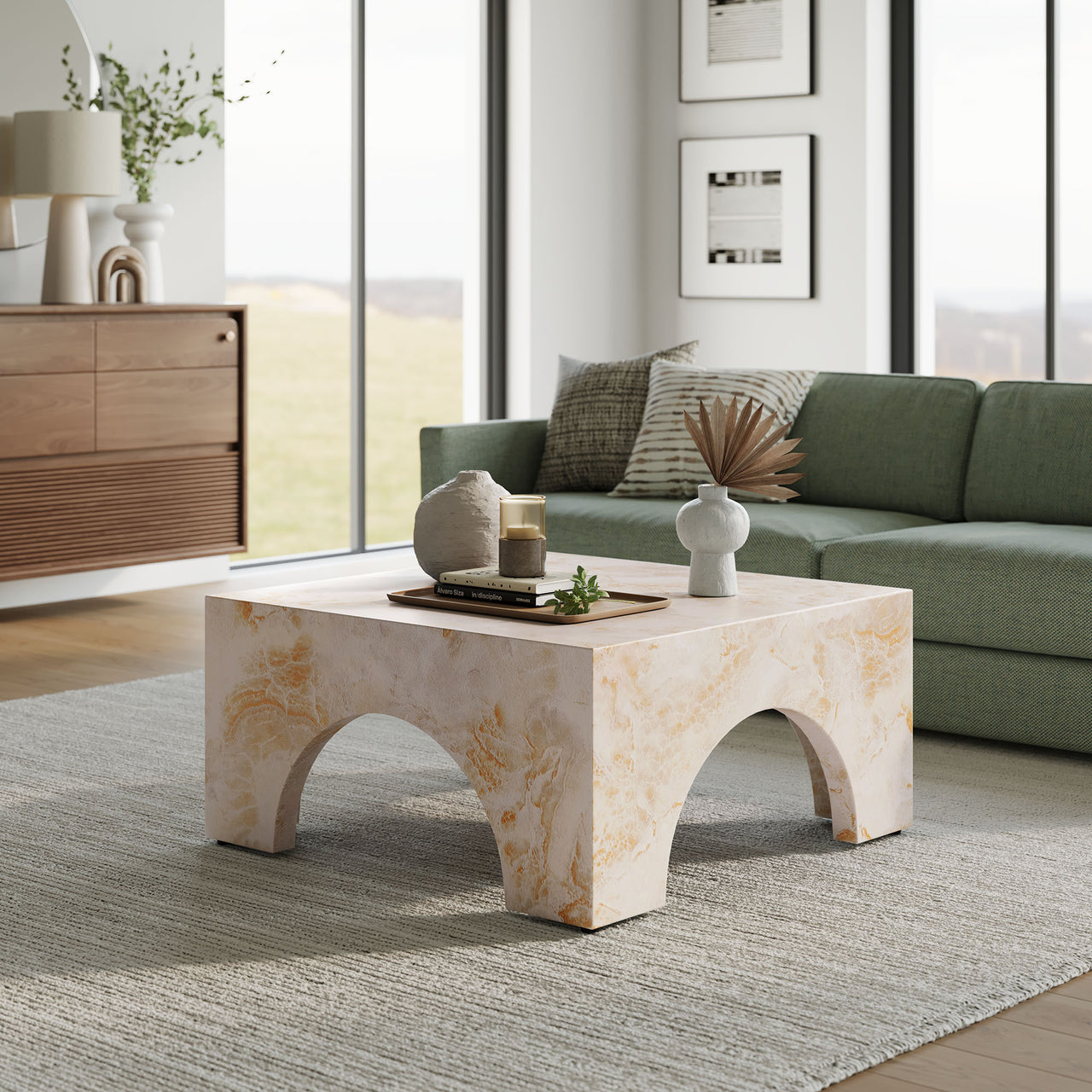 Cloister Indoor | Outdoor Coffee Table, Honey Onyx