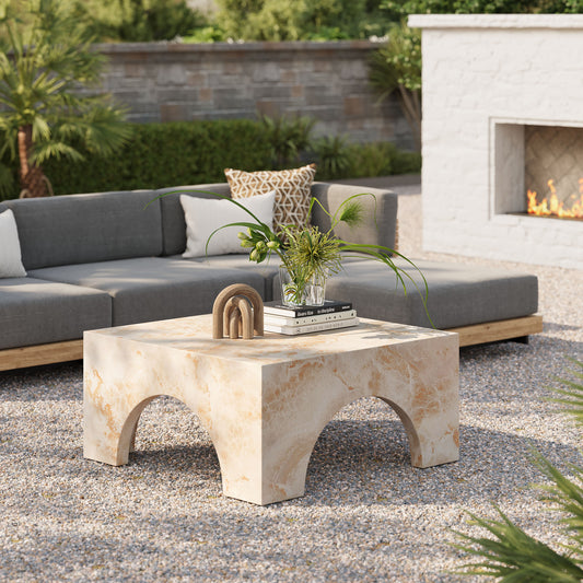 Cloister Indoor | Outdoor Coffee Table, Honey Onyx