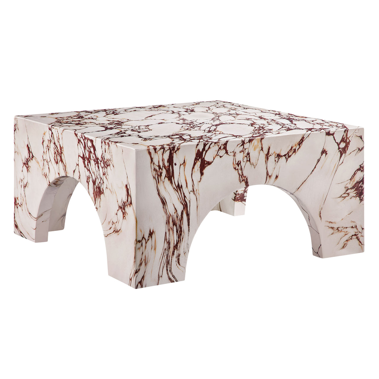 Cloister Indoor | Outdoor Coffee Table, Red Marble