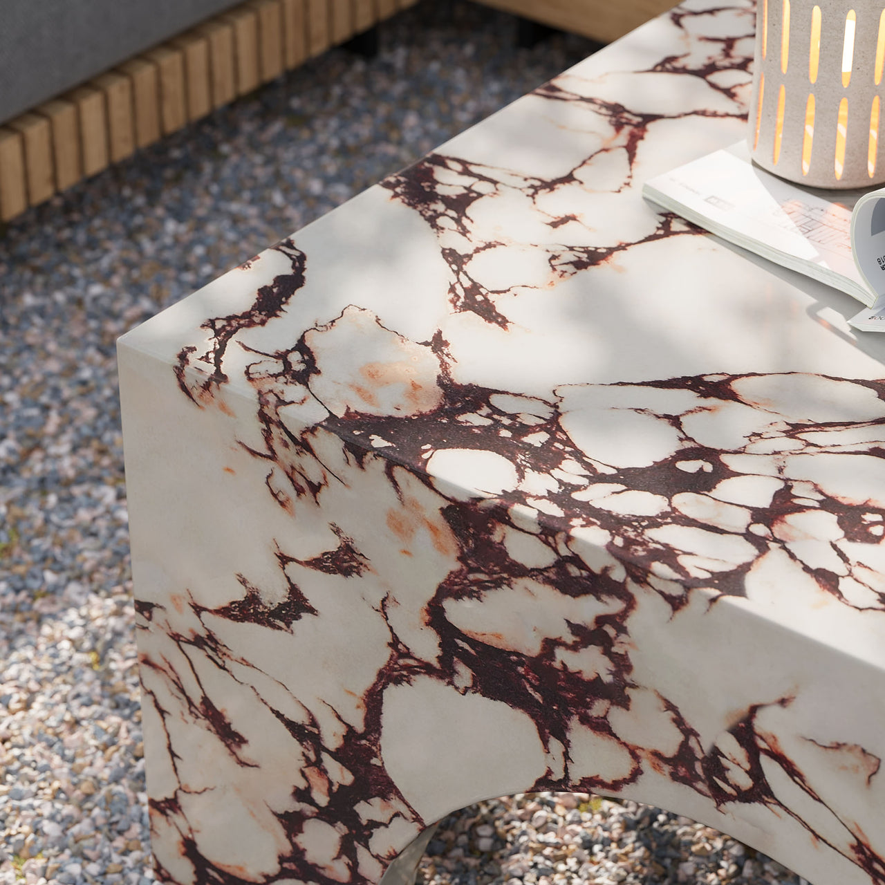 Cloister Indoor | Outdoor Coffee Table, Red Marble