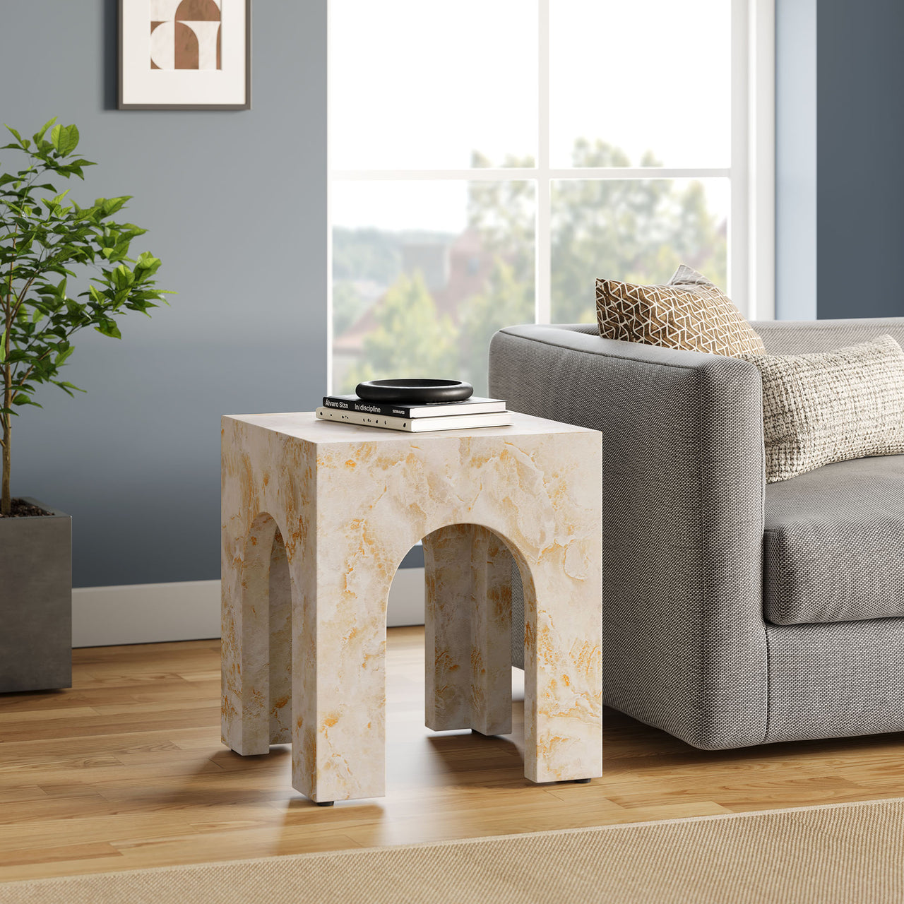 Cloister Indoor | Outdoor Side Table, Honey Onyx