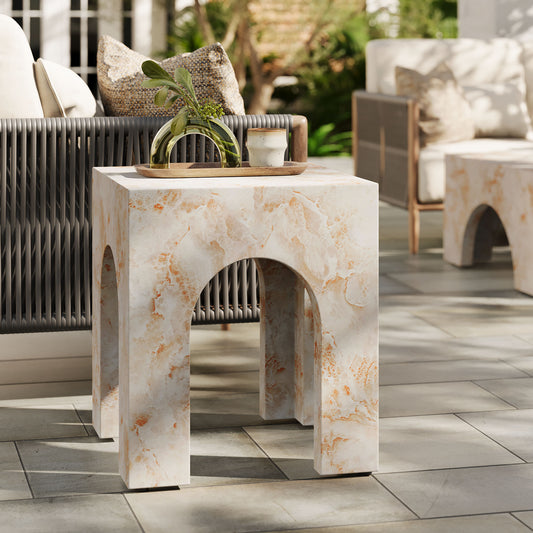 Cloister Indoor | Outdoor Side Table, Honey Onyx
