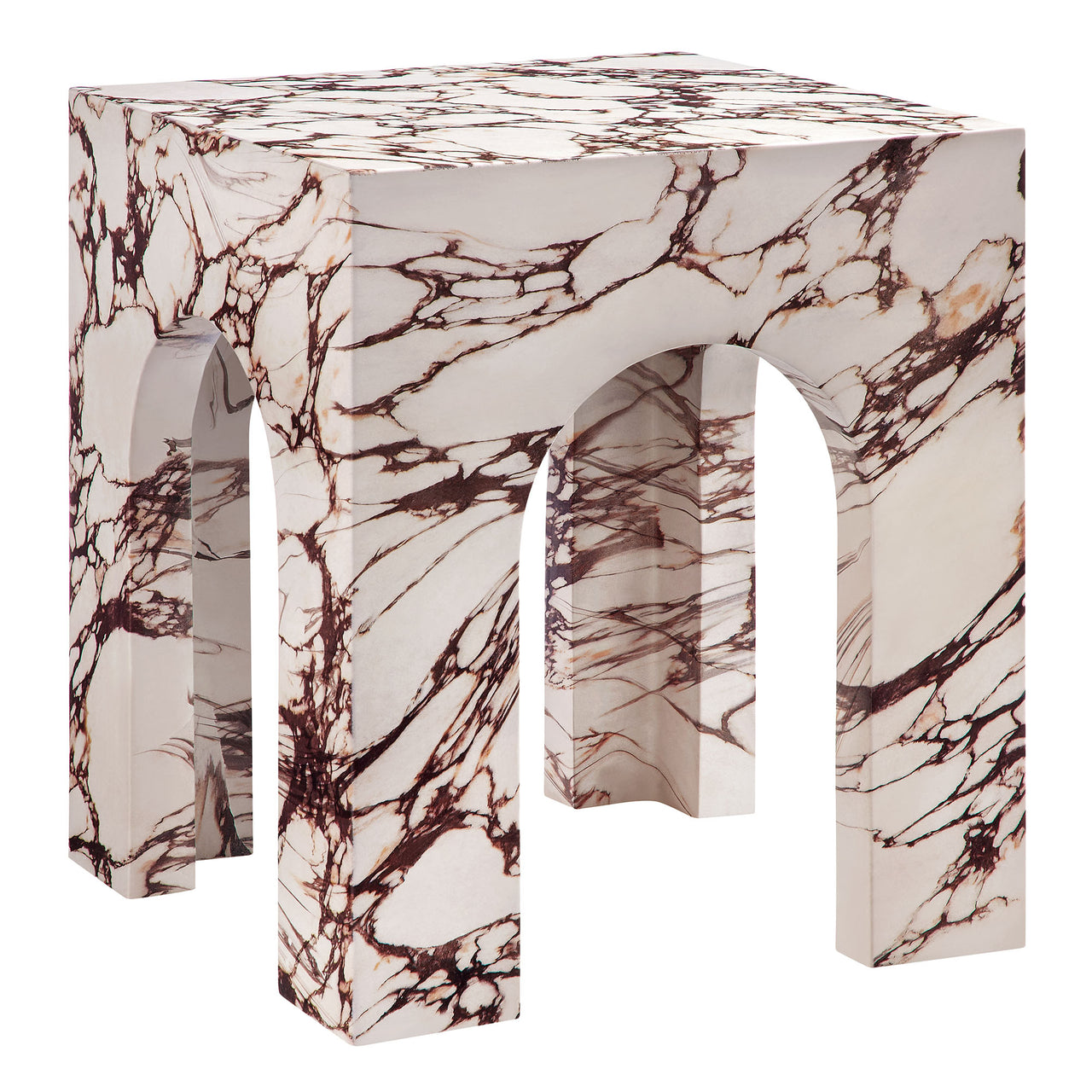 Cloister Indoor | Outdoor Side Table, Red Marble
