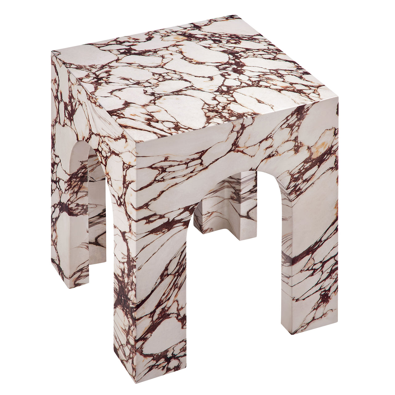 Cloister Indoor | Outdoor Side Table, Red Marble