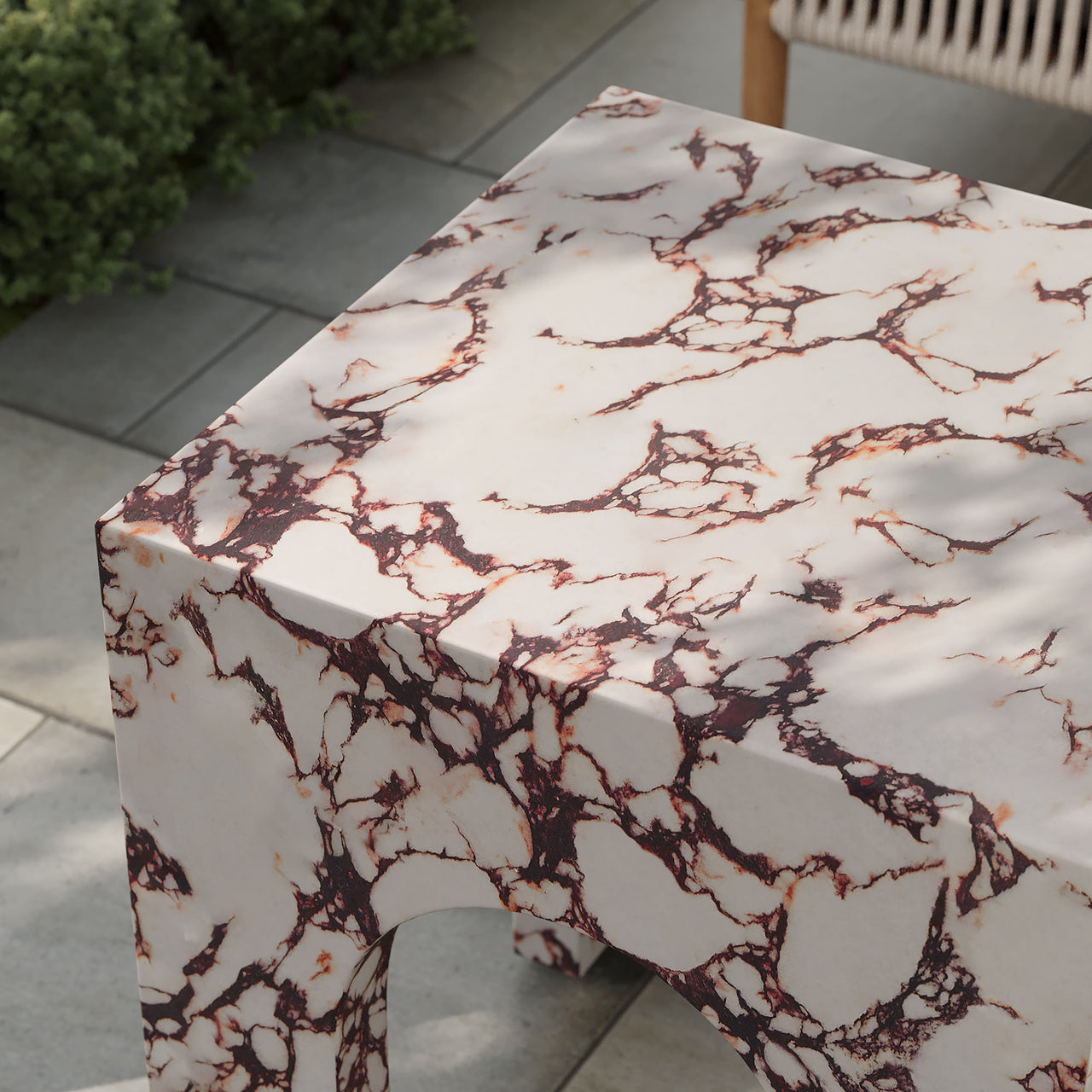 Cloister Indoor | Outdoor Side Table, Red Marble