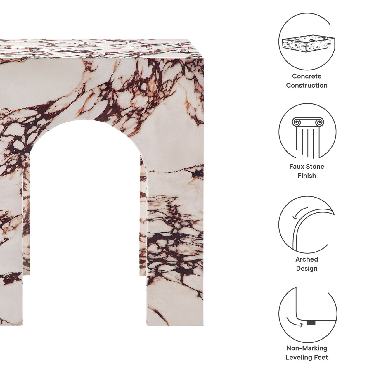 Cloister Indoor | Outdoor Side Table, Red Marble