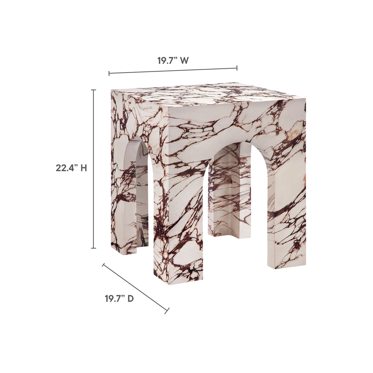 Cloister Indoor | Outdoor Side Table, Red Marble