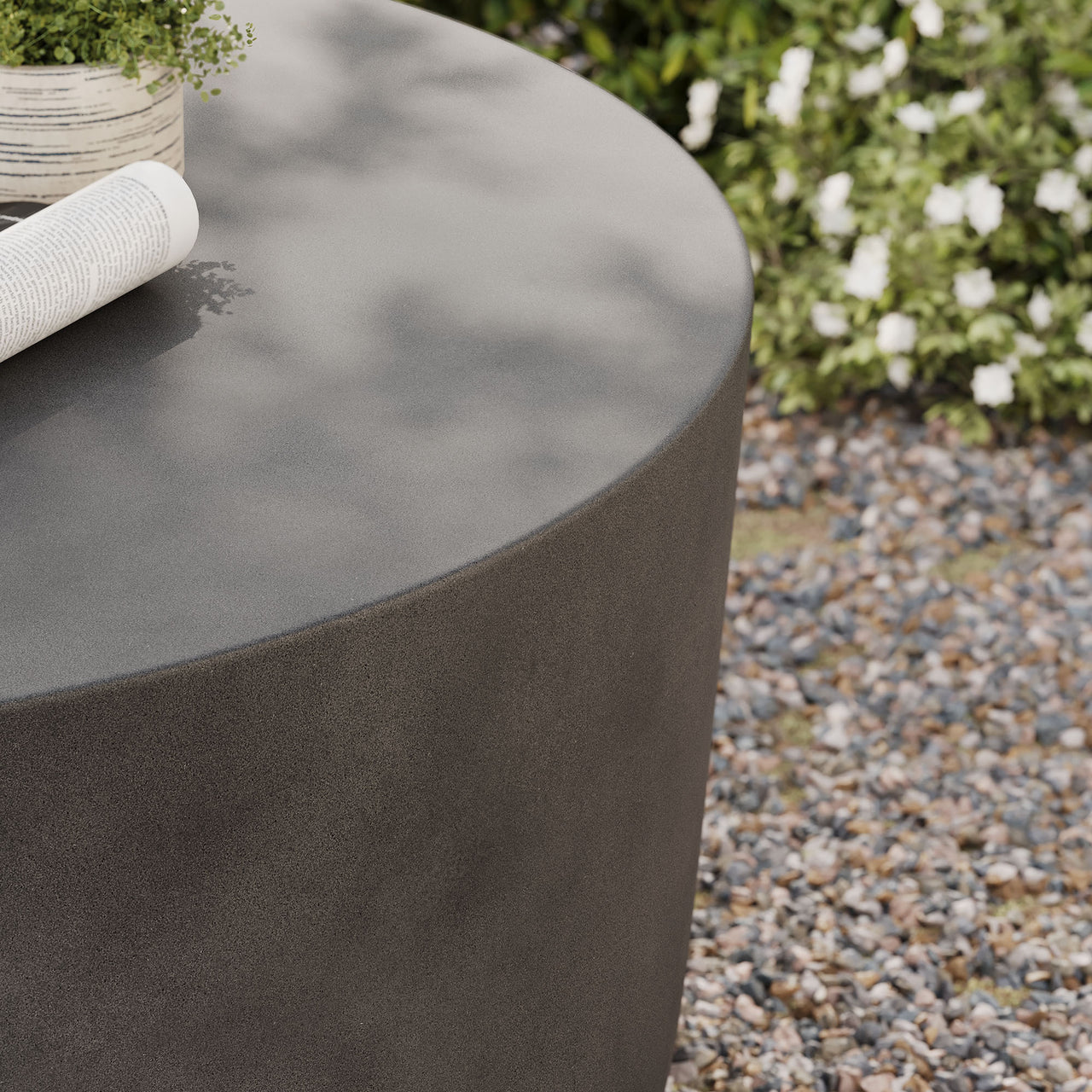 Brynn Round Indoor | Outdoor Concrete Coffee Table, Gray