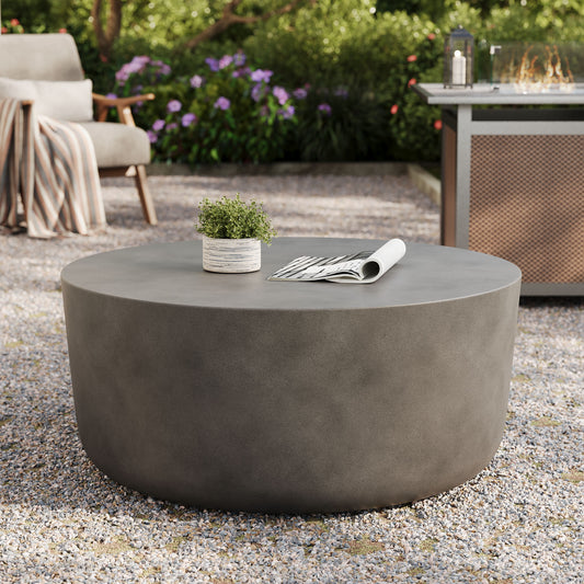 Brynn Round Indoor | Outdoor Concrete Coffee Table, Gray
