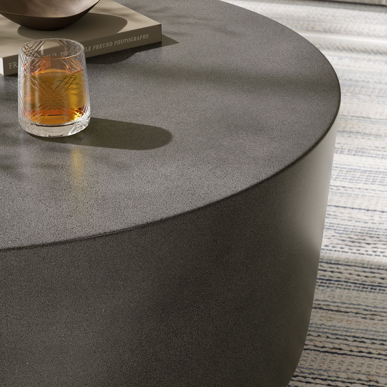 Brynn Round Indoor | Outdoor Concrete Coffee Table, Gray