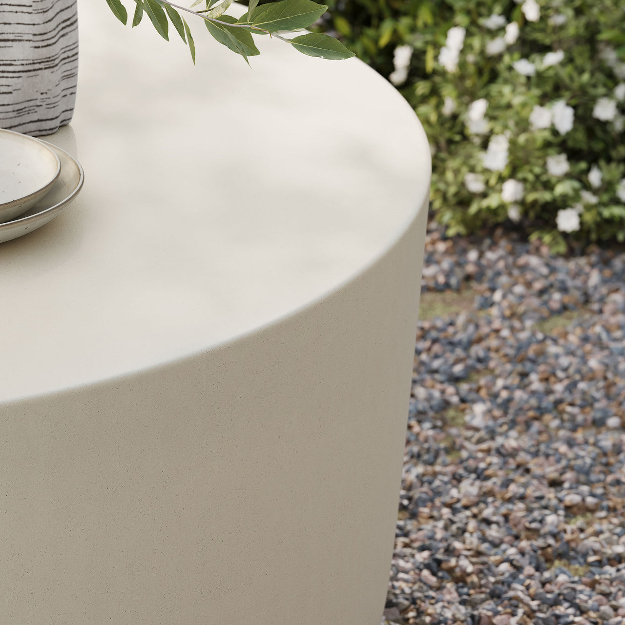 Brynn Round Indoor | Outdoor Concrete Coffee Table, White