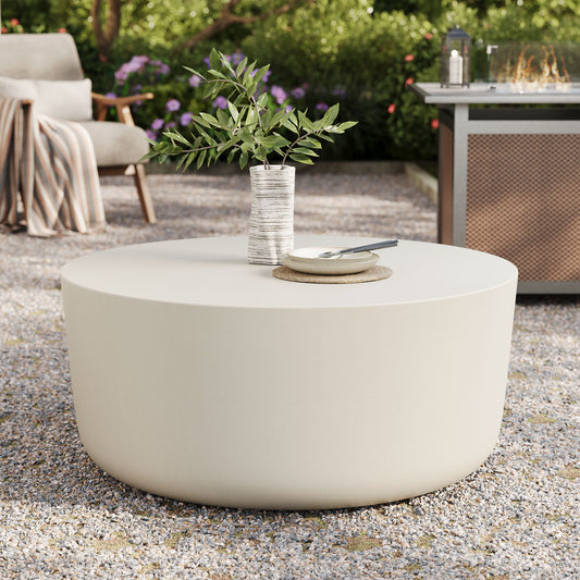 Brynn Round Indoor | Outdoor Concrete Coffee Table, White