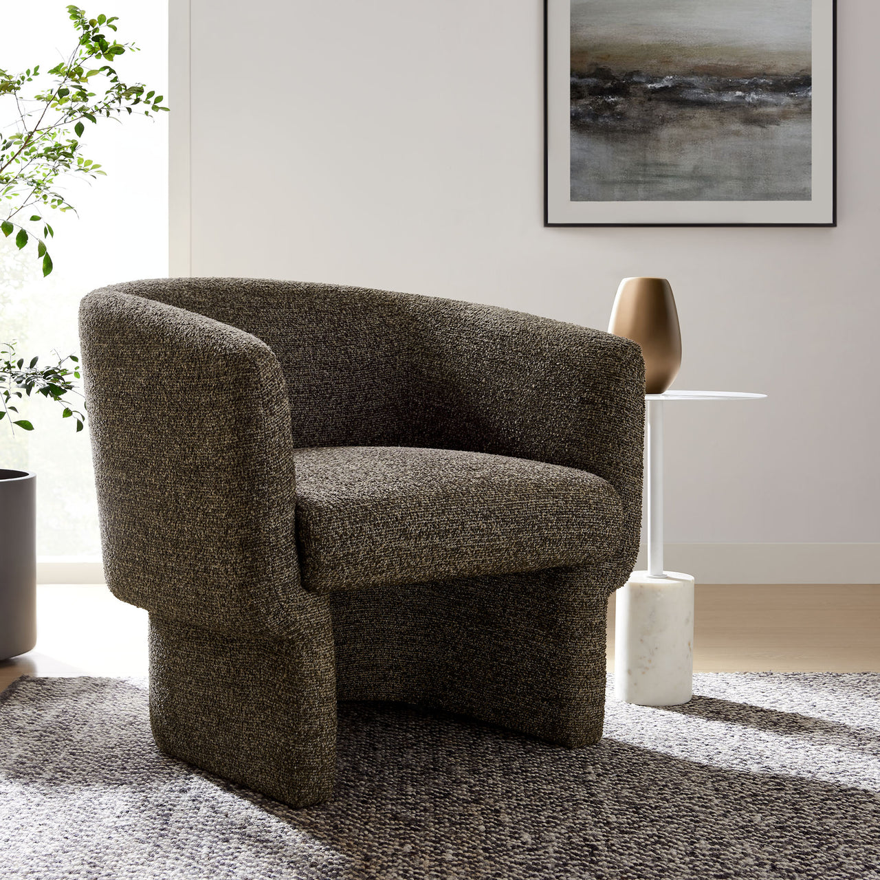 Inspiration Upholstered Boucle Accent Chair, Brown