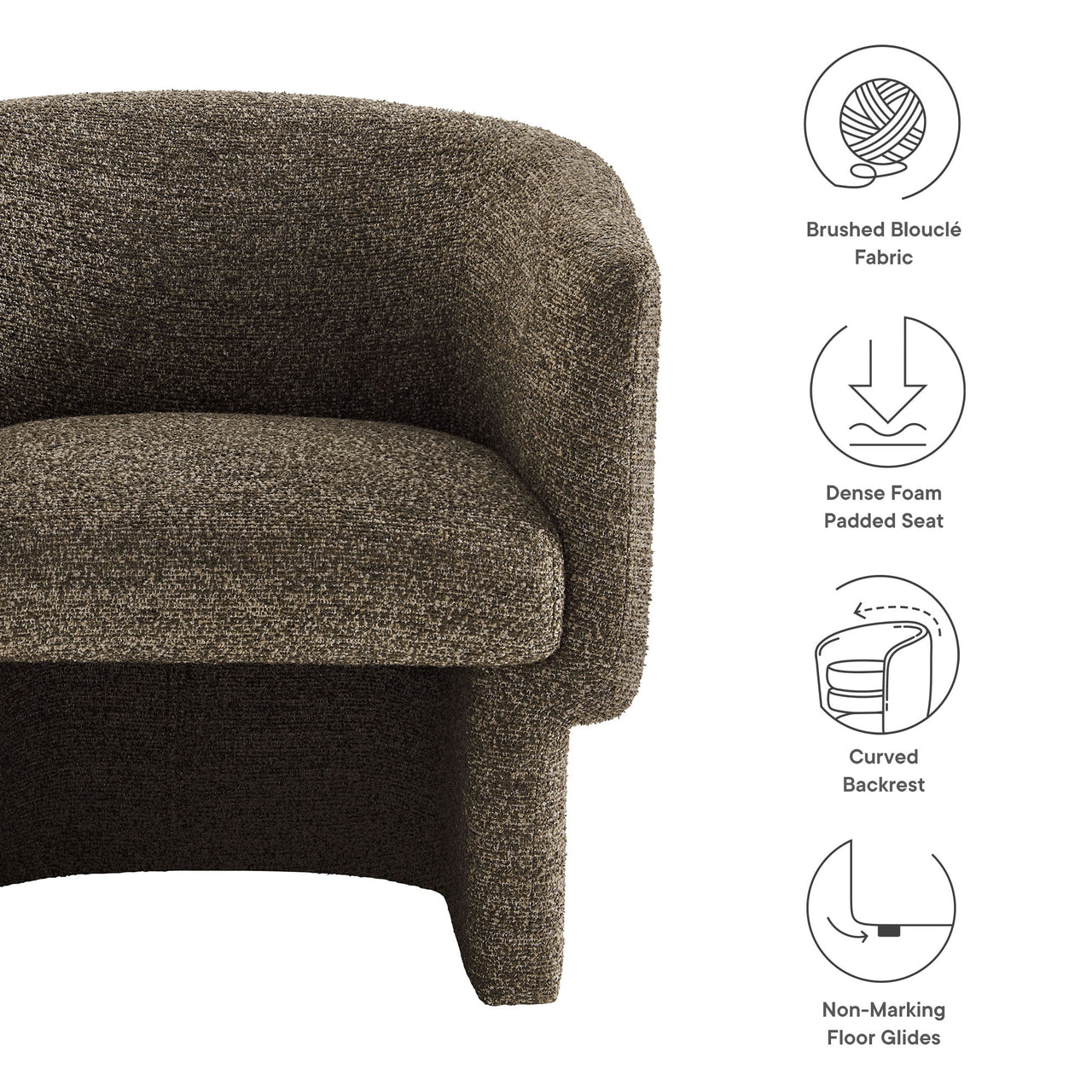 Inspiration Upholstered Boucle Accent Chair, Brown