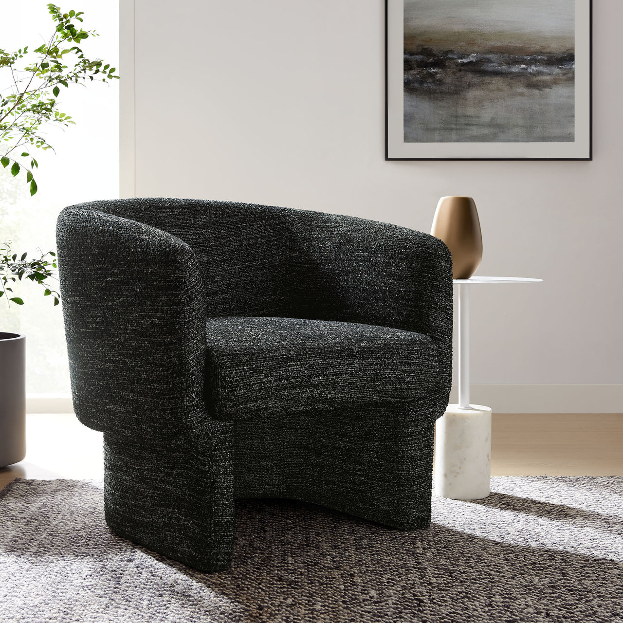 Inspiration Upholstered Boucle Accent Chair, Charcoal