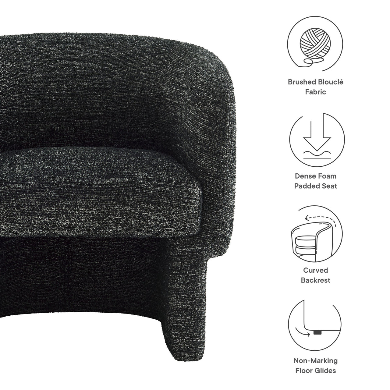 Inspiration Upholstered Boucle Accent Chair, Charcoal