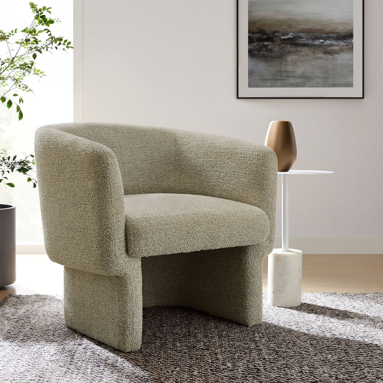 Inspiration Upholstered Boucle Accent Chair, Beige