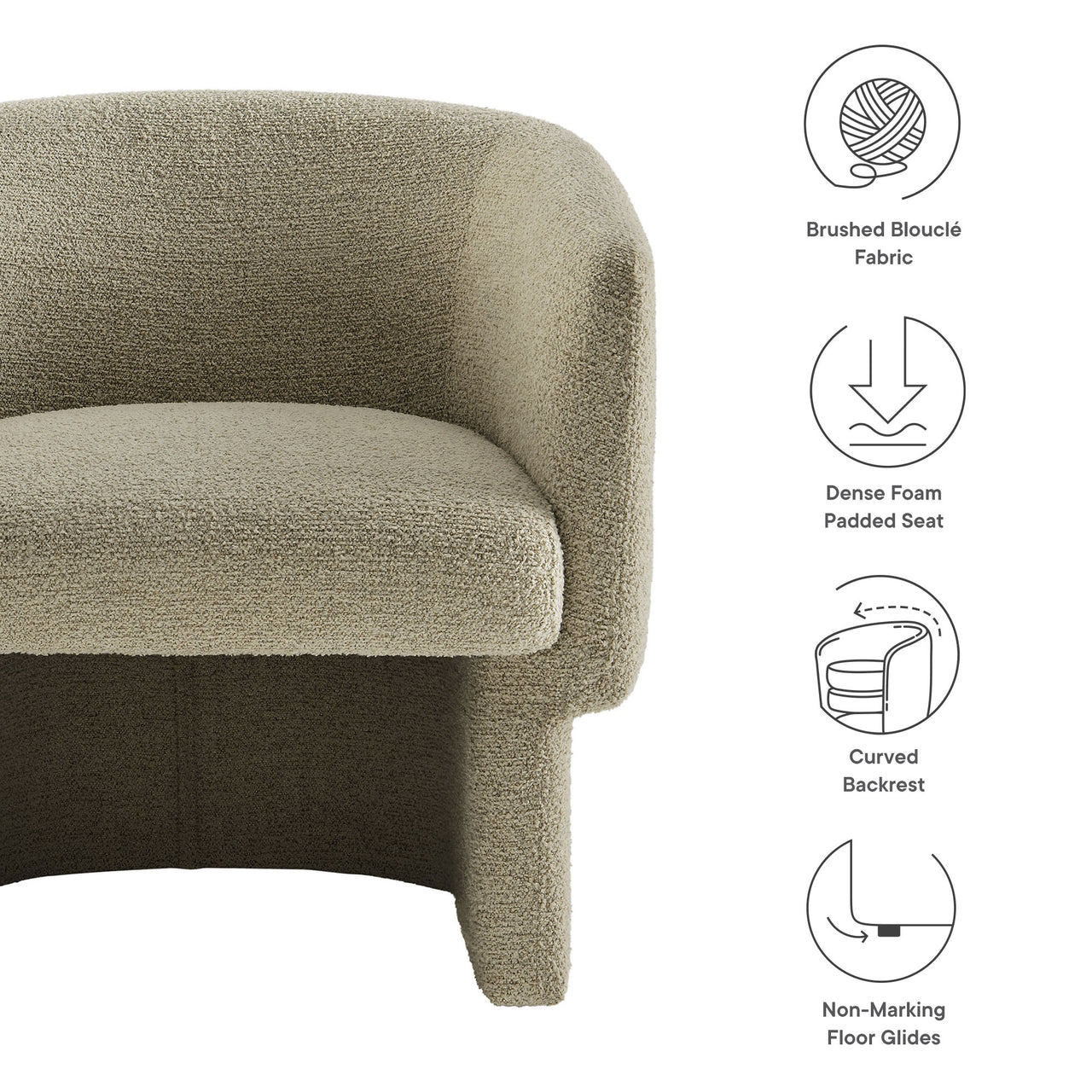 Inspiration Upholstered Boucle Accent Chair, Beige