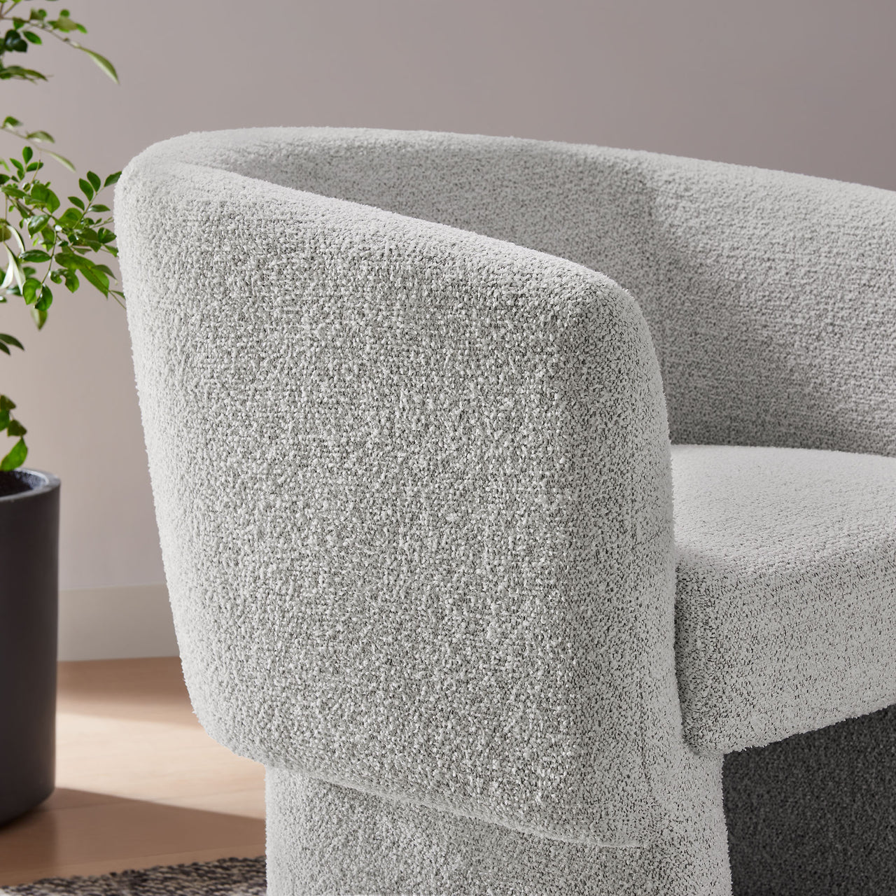 Inspiration Upholstered Boucle Accent Chair, Light Gray