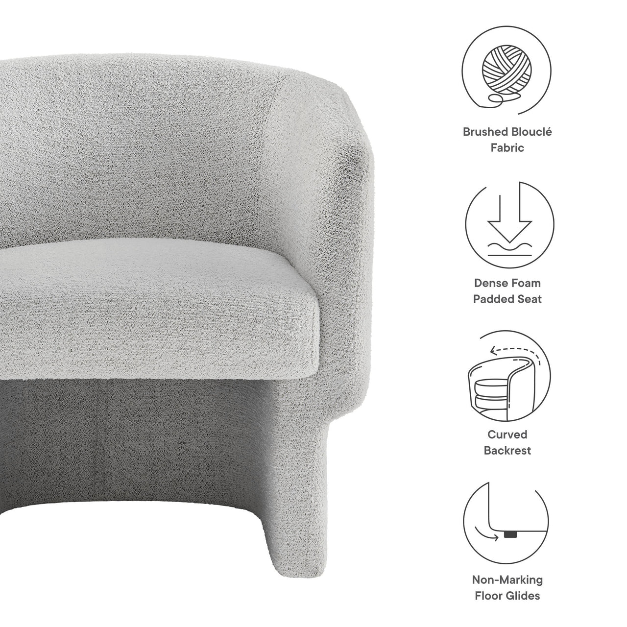 Inspiration Upholstered Boucle Accent Chair, Light Gray
