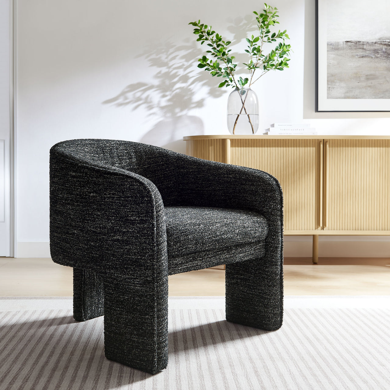 Rheon Upholstered Boucle Accent Armchair, Charcoal